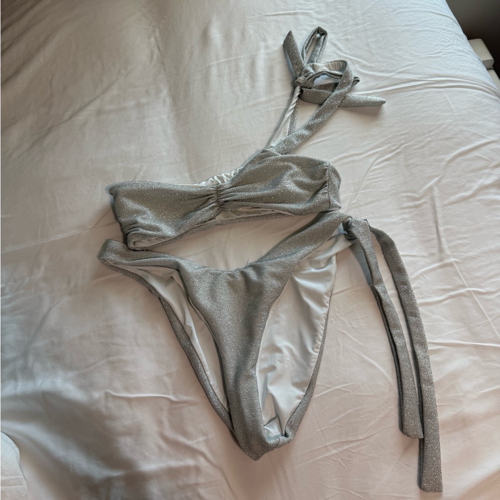 Dippin Daisy’s Shimmering Silver Bikini Set